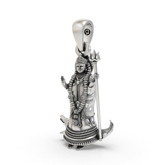 Handcrafted 925 silver Khodiyar pendant angle view