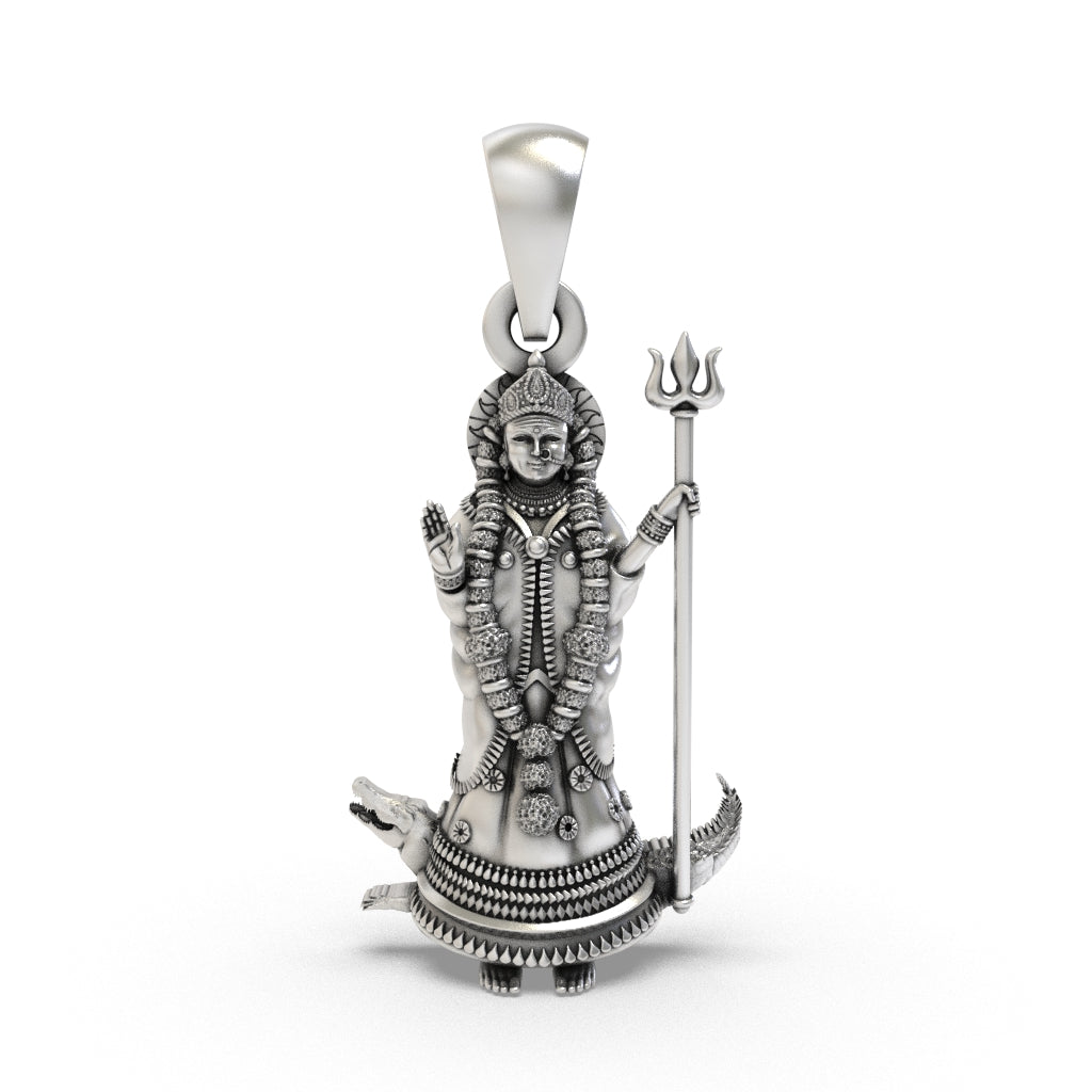 925 silver Khodiyar Maa pendant front view