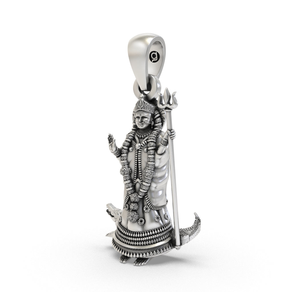 Handcrafted 925 silver Khodiyar pendant angle view