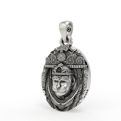 Handcrafted 925 silver Hanuman pendant angle