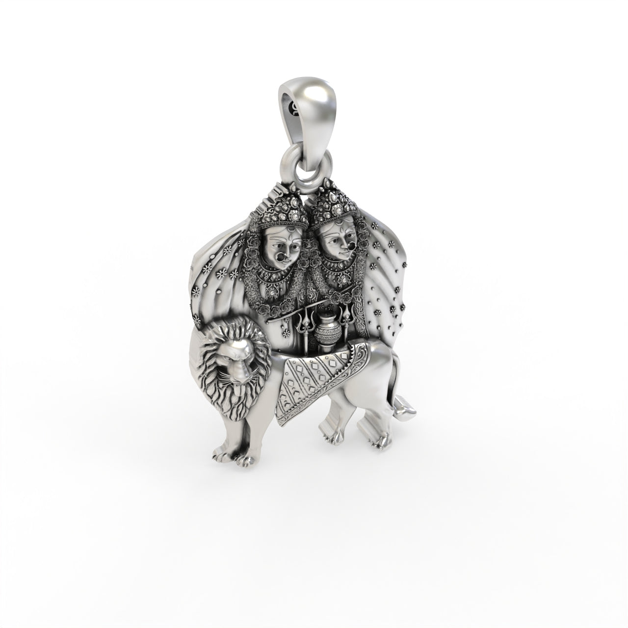 925 silver Chamunda Maa pendant for devotion