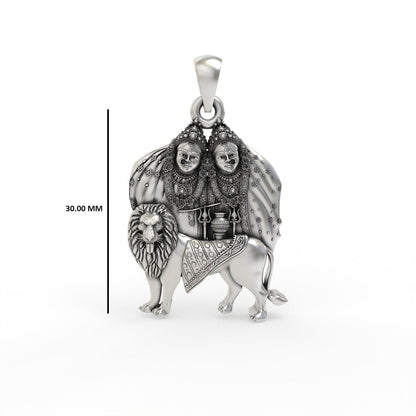 Oxidized silver Devi pendant for puja