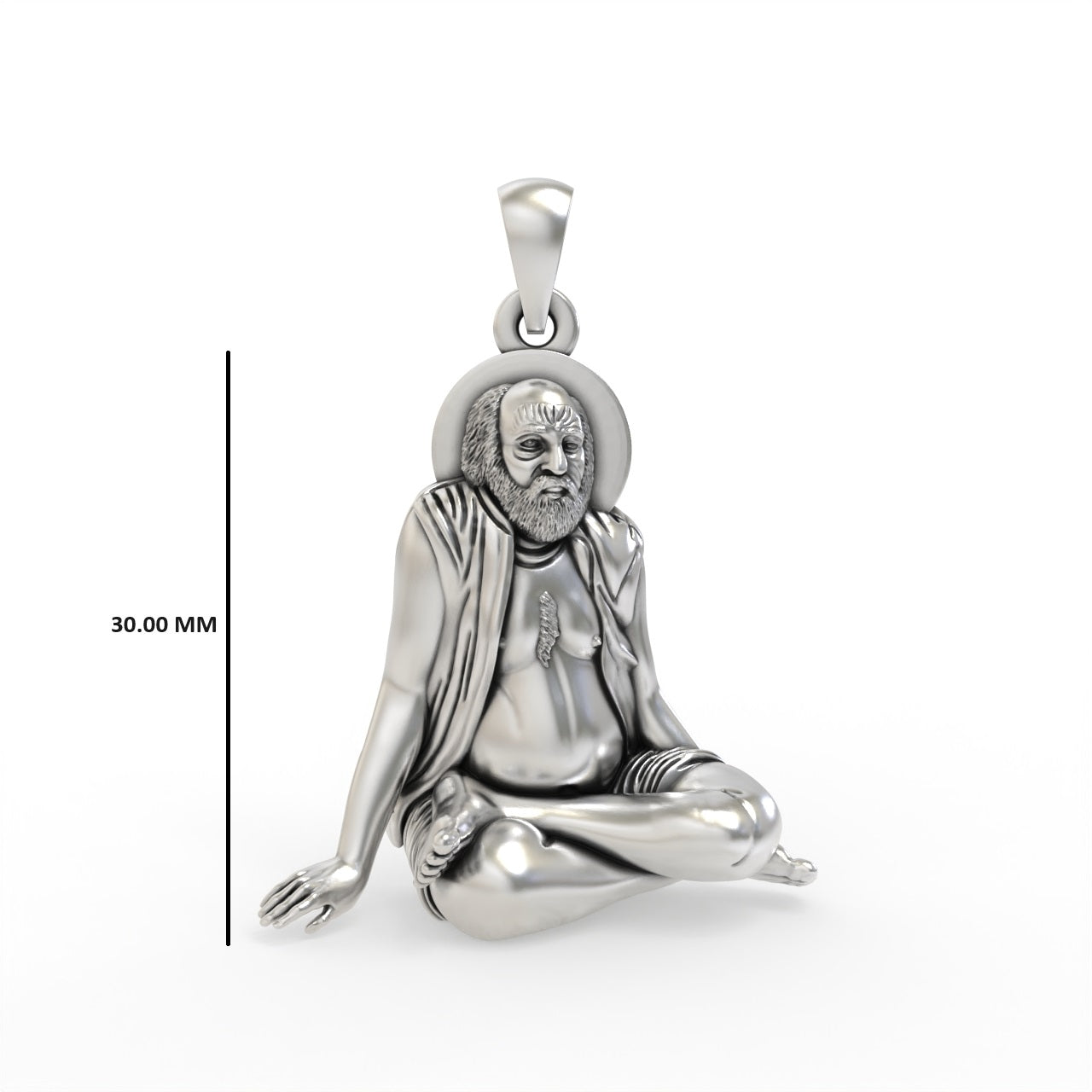 Oxidized silver Bapa pendant for satsang
