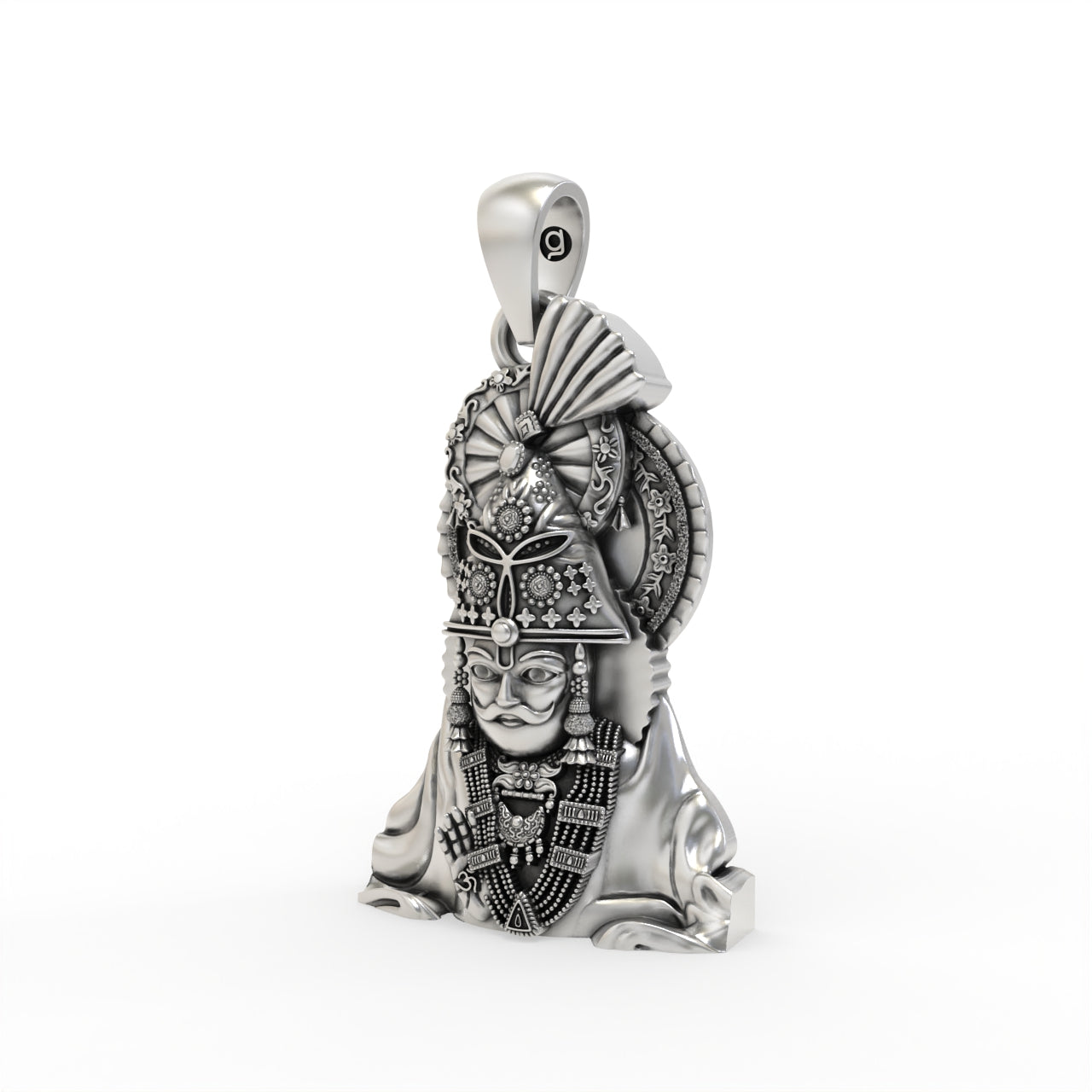 Oxidized Ramdevpir pendant side craftsmanship
