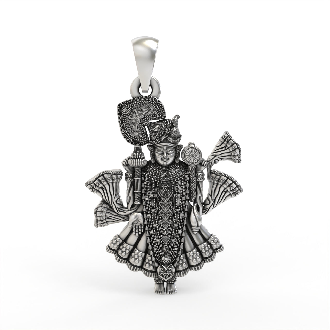 925 silver Dwarkadhish pendant front view