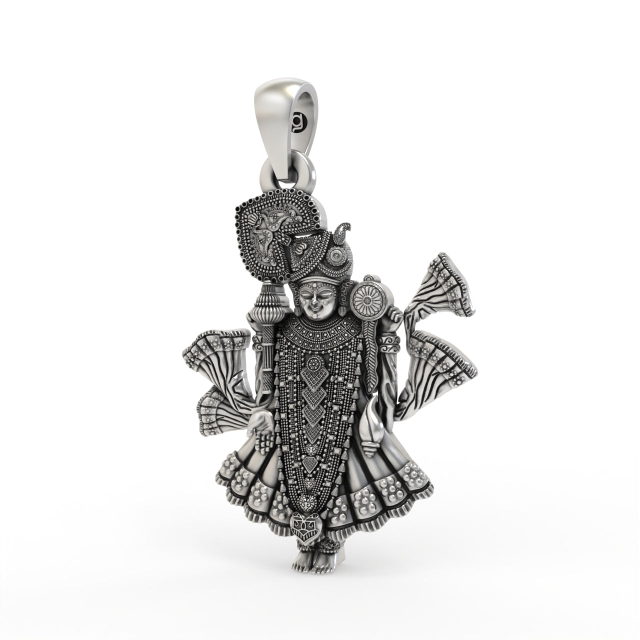 Oxidized Dwarkadhish pendant side craftsmanship