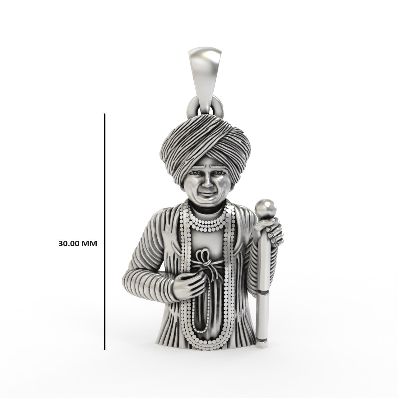 Jalaram Bapa locket in oxidized silver