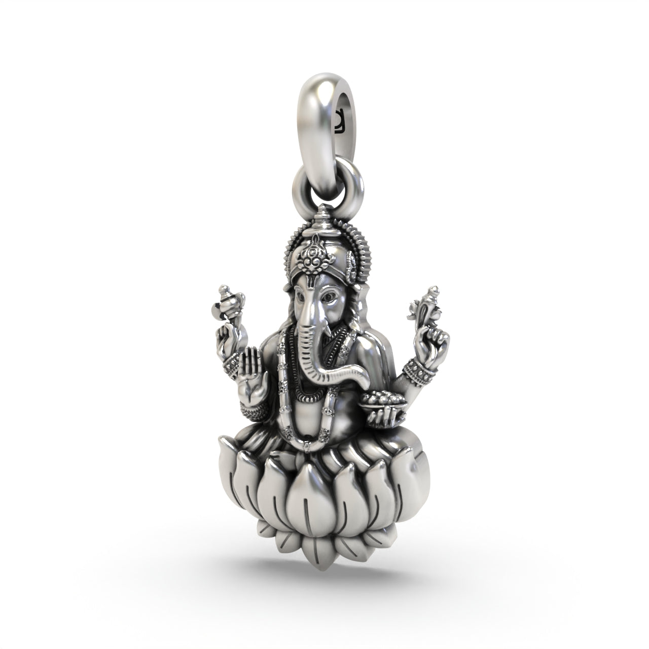 Close detail of 925 silver Ganesha pendant,