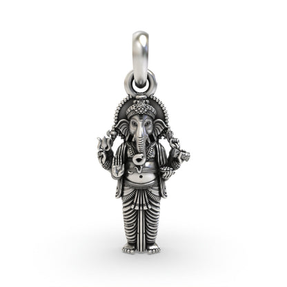 925 silver Standing Ganesh pendant front view,