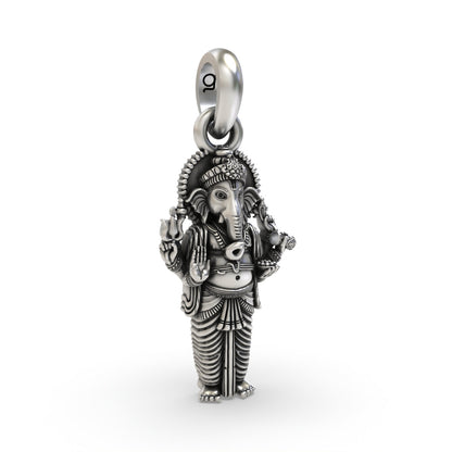 Oxidized Standing Ganesh pendant craftsmanship angle,