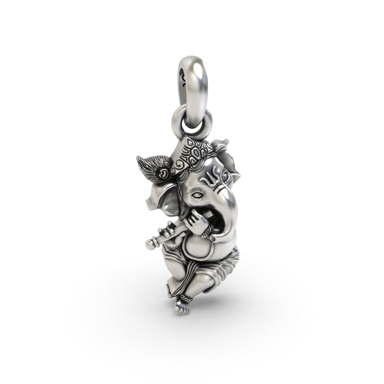 Oxidized Krishna Style Ganesh craftsmanship angle,