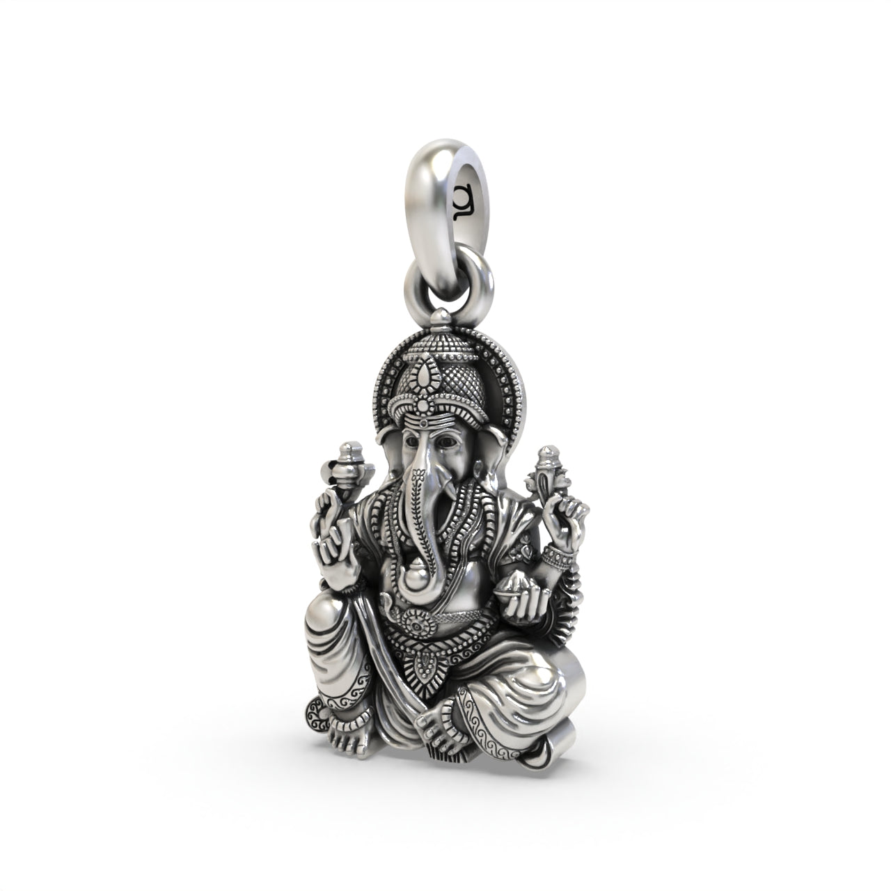 Oxidized Vakratunda Ganesha craftsmanship angle,