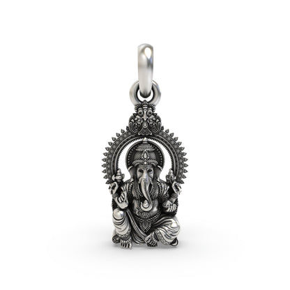 925 silver Vakratunda Ganesh pendant front view,