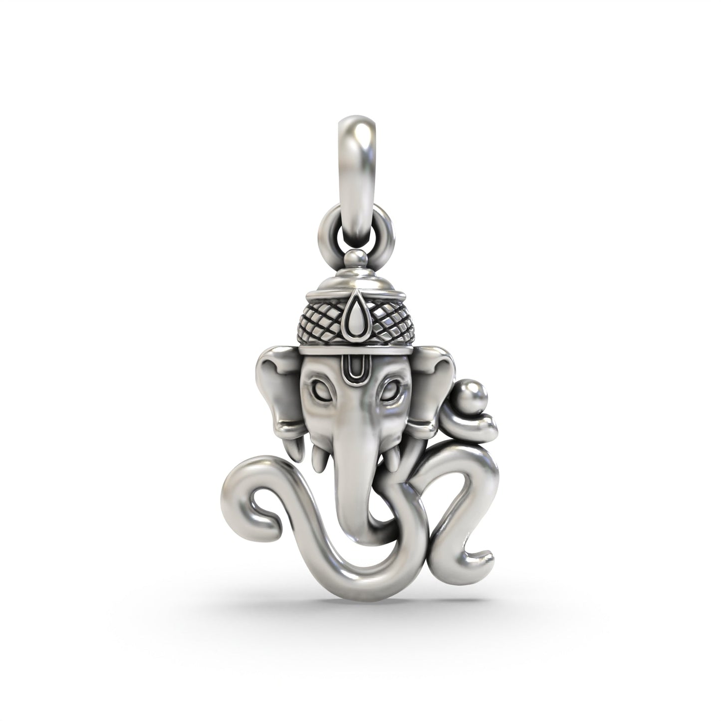 925 Silver OM with Ganesh Face Pendant
