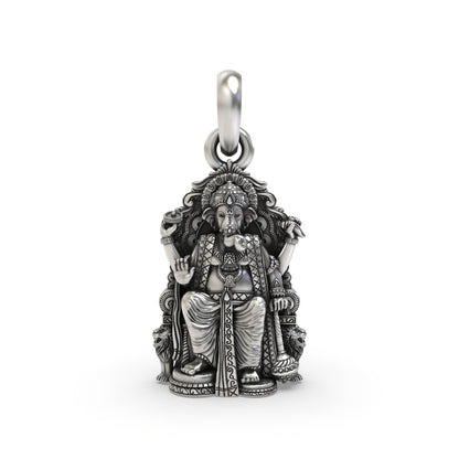 925 Silver Lal Bagh Ka Raja Ganesh Pendant | Divine Religious Pendant