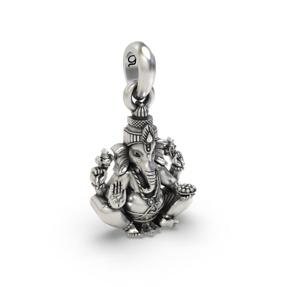 925 Silver Small Sitting Ganesha Pendant | Divine Religious Pendant