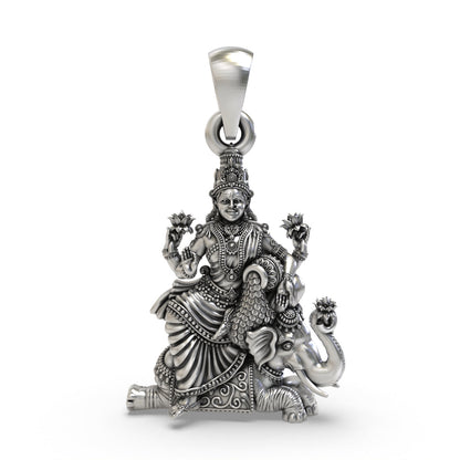 925 silver Lakshmi Maa pendant front view,