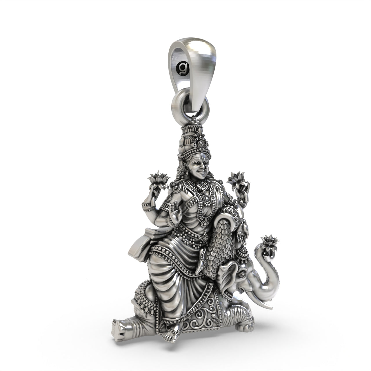 Oxidized Lakshmi Maa pendant craftsmanship angle