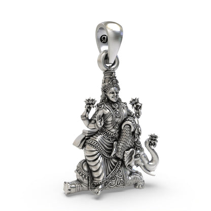 Oxidized Lakshmi Maa pendant craftsmanship angle