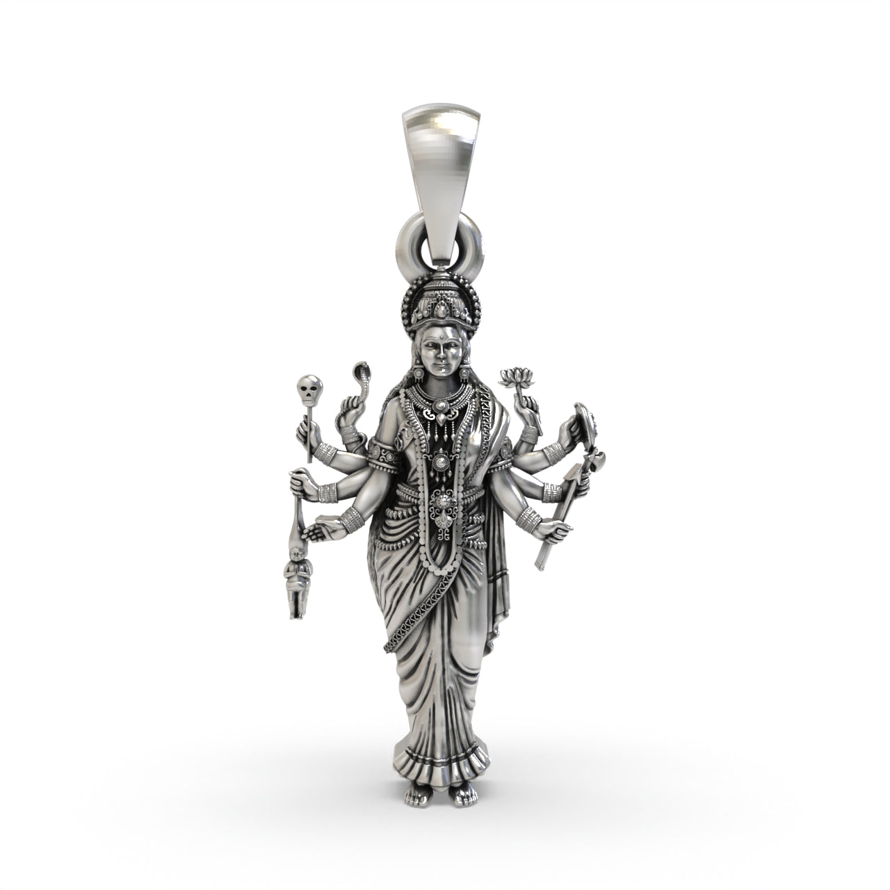 925 silver Sadhi Maa pendant front view,