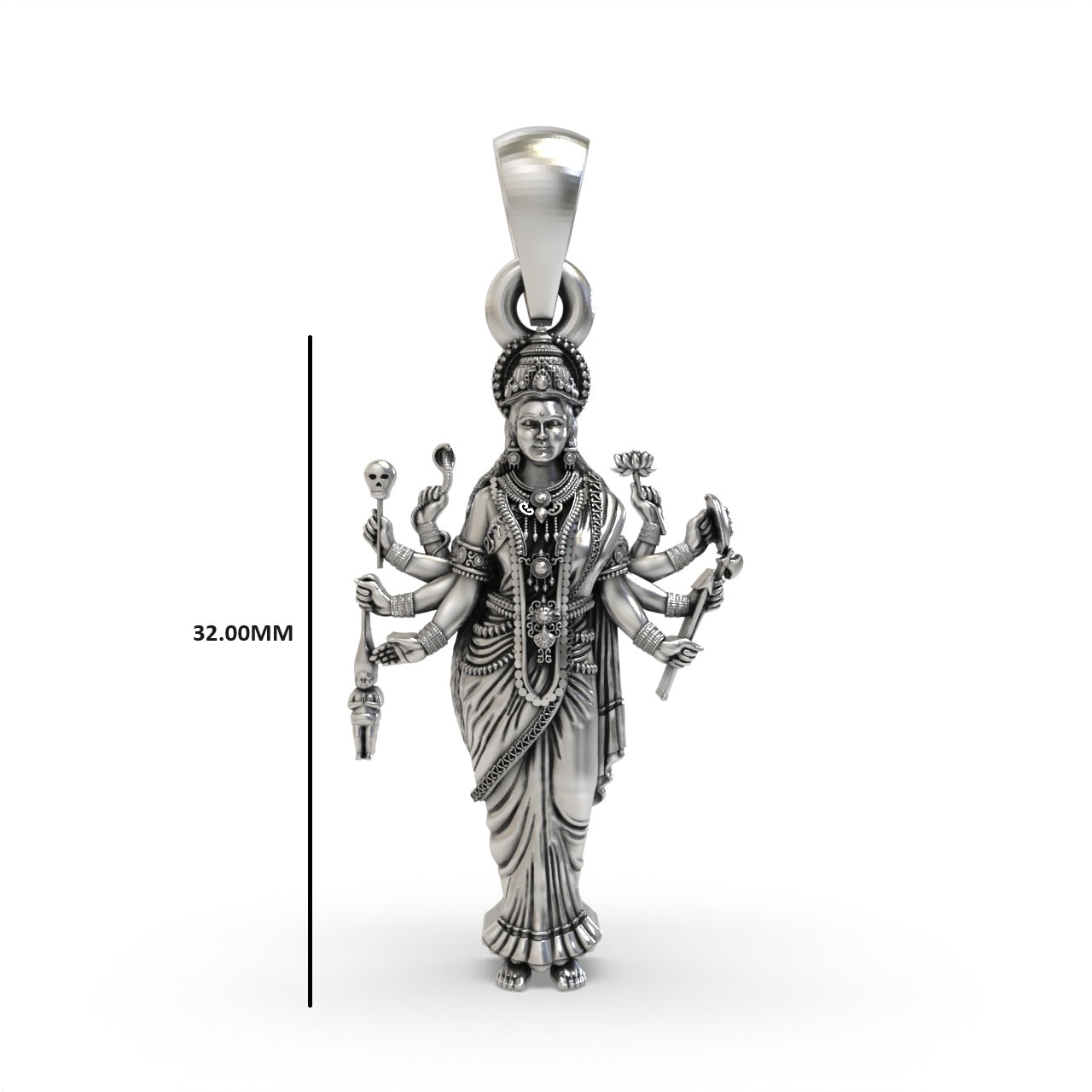 Sadhi Maa silver pendant close-up,